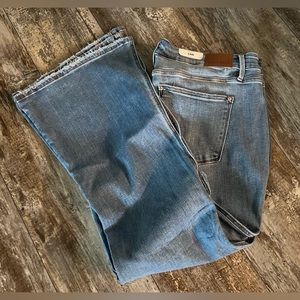 Judy Blue Full Size Mid Rise Raw Hem Slit Flare Jeans. size 24W NWT